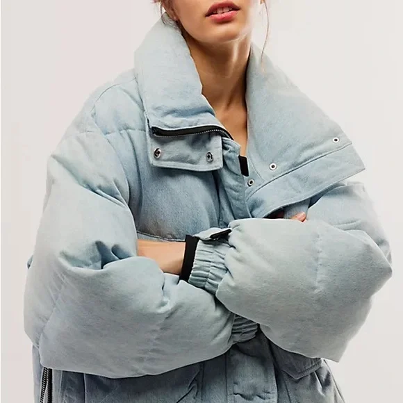 *NWT* Agolde Nova Denim Puffer Jacket - Picture 2 of 8